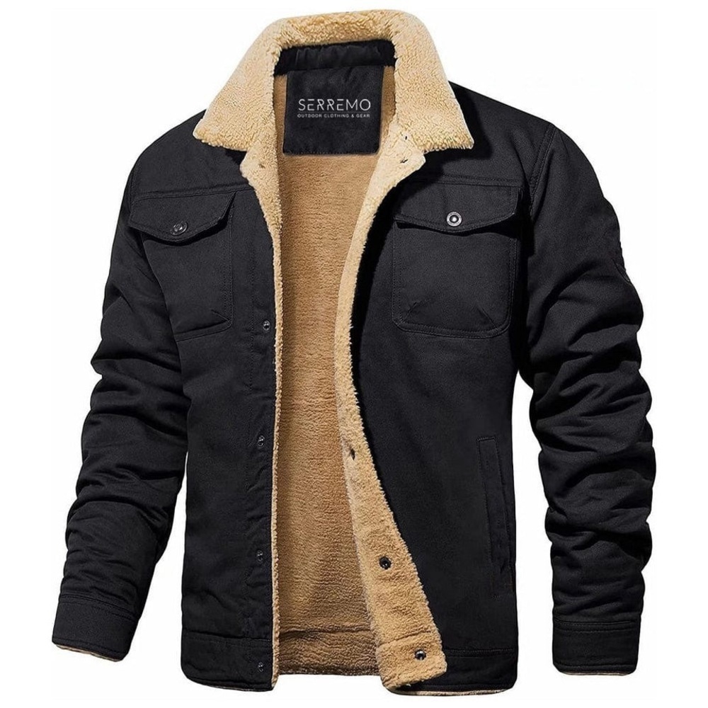 SERREMO Everest Yellow Fleece Lining Black Jacket - Picture 2 of 10
